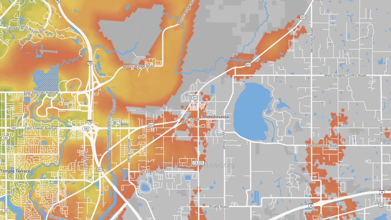 Bike Grade map of 33592, FL