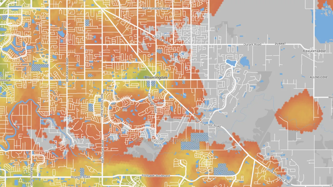 Bike Grade map of 33596, FL