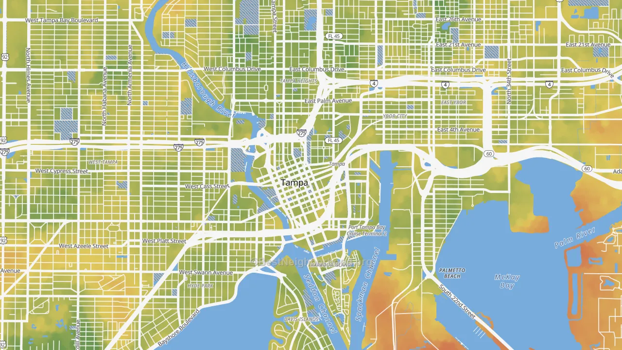 Bike Grade map of 33602, FL