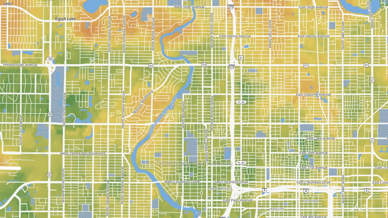 Bike Grade map of 33603, FL