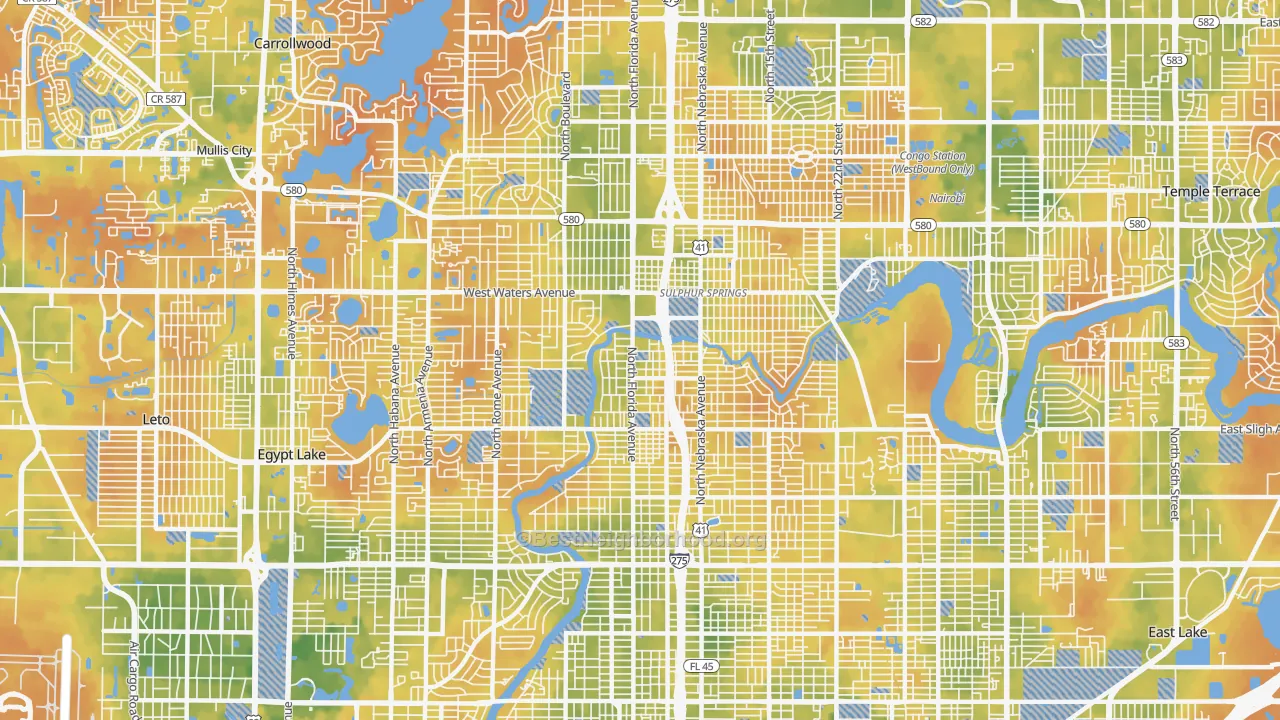 Bike Grade map of 33604, FL