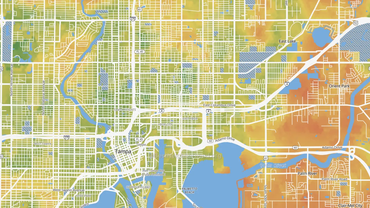 Bike Grade map of 33605, FL