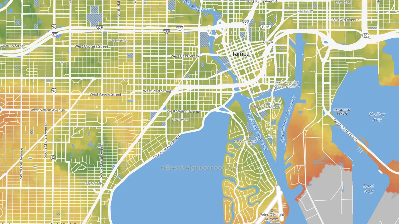 Bike Grade map of 33606, FL