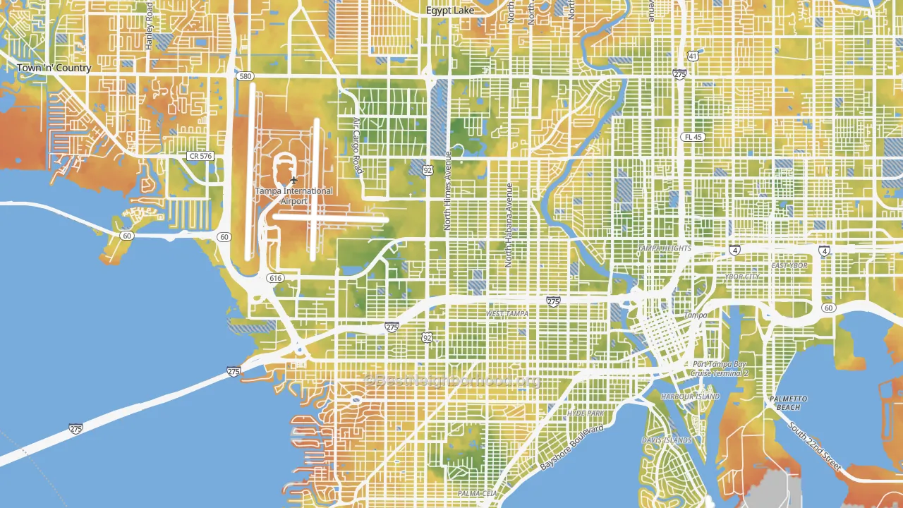 Bike Grade map of 33607, FL