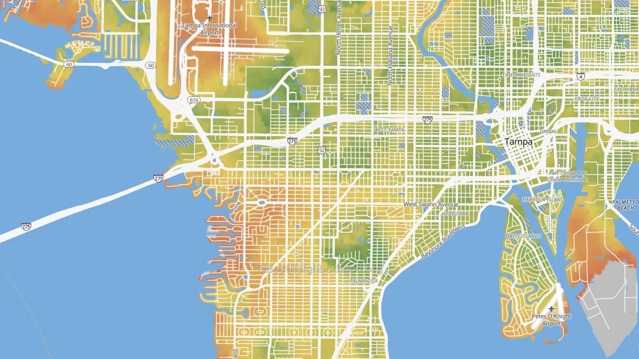 Bike Grade map of 33609, FL