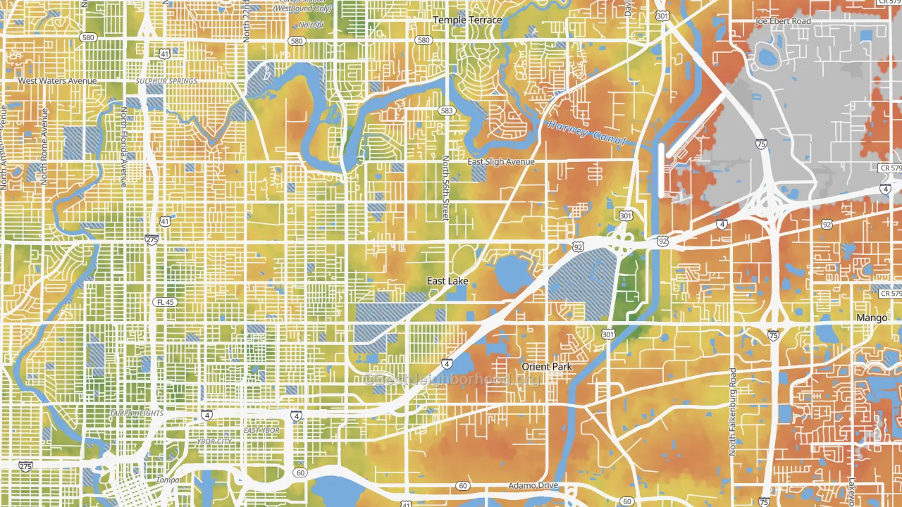 Bike Grade map of 33610, FL