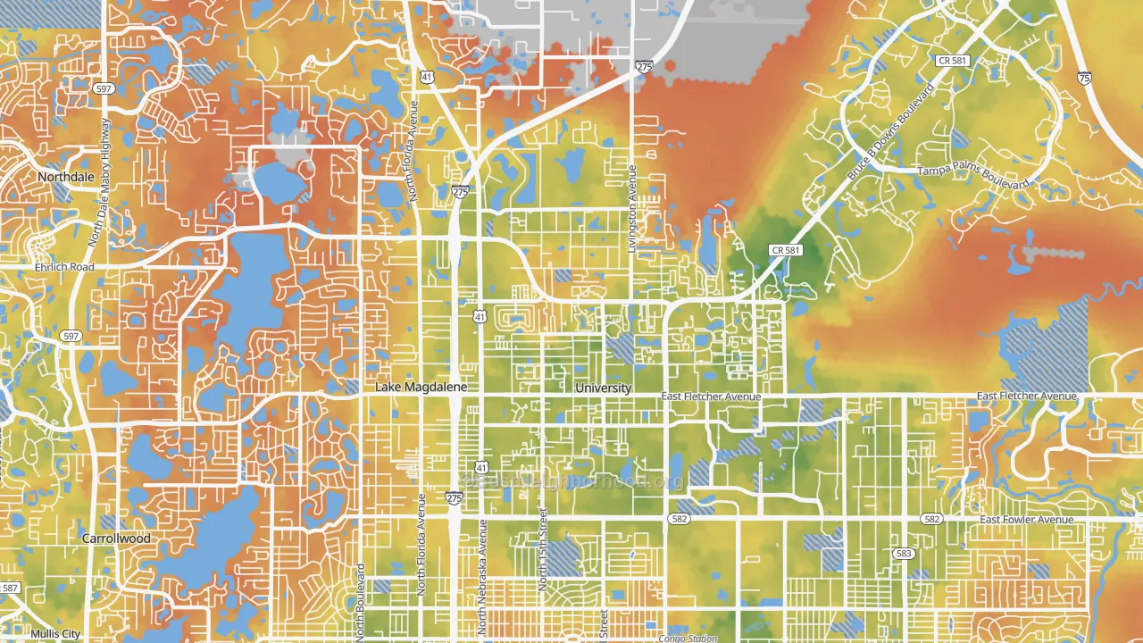 Bike Grade map of 33613, FL