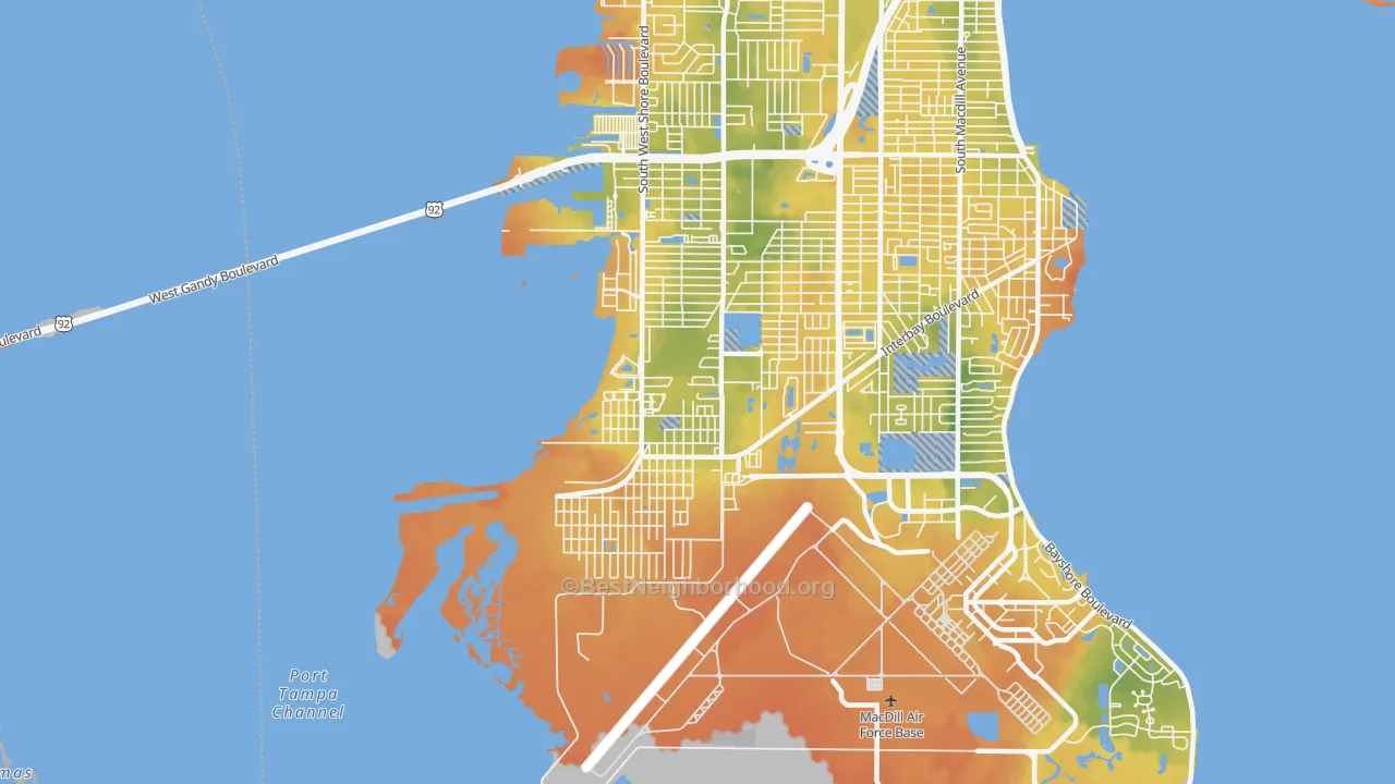 Bike Grade map of 33616, FL