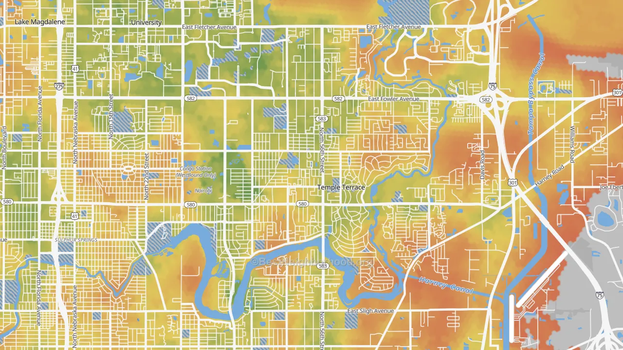 Bike Grade map of 33617, FL