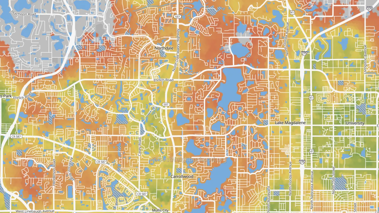 Bike Grade map of 33618, FL