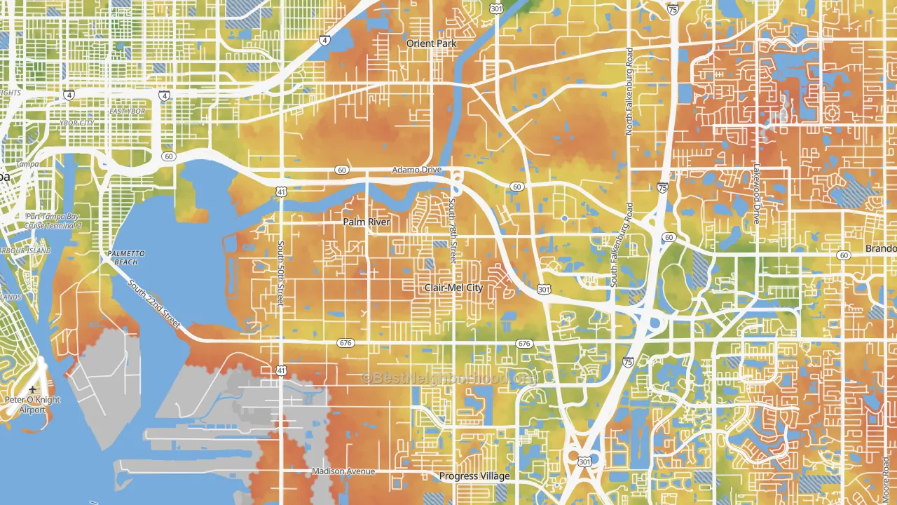 Bike Grade map of 33619, FL