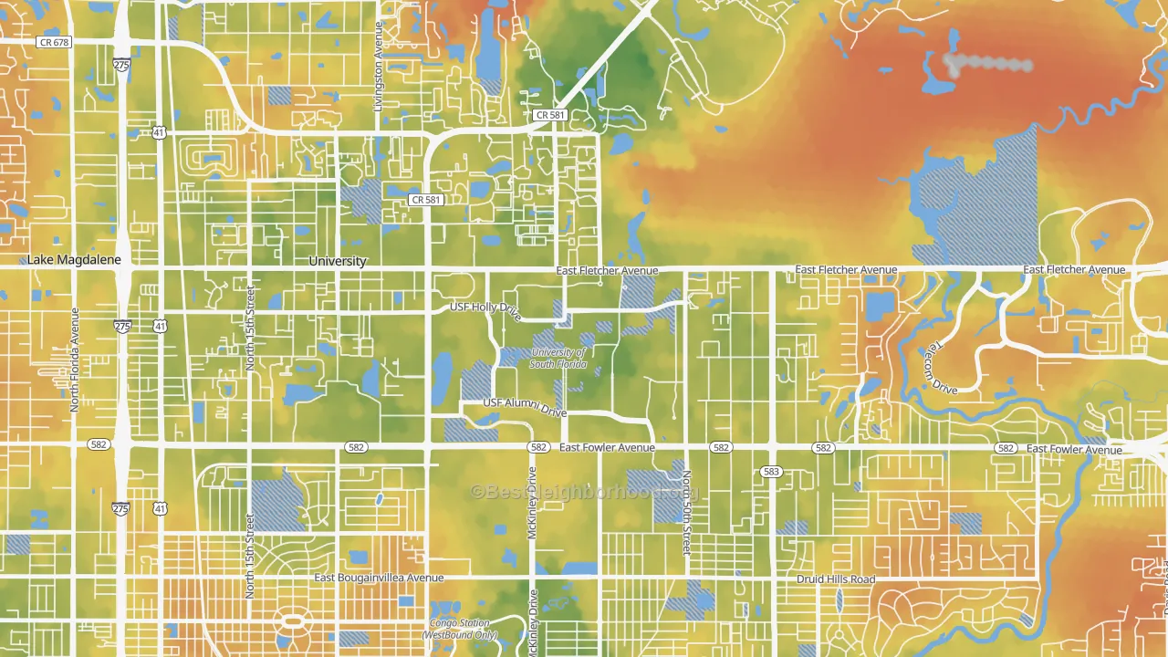 Bike Grade map of 33620, FL