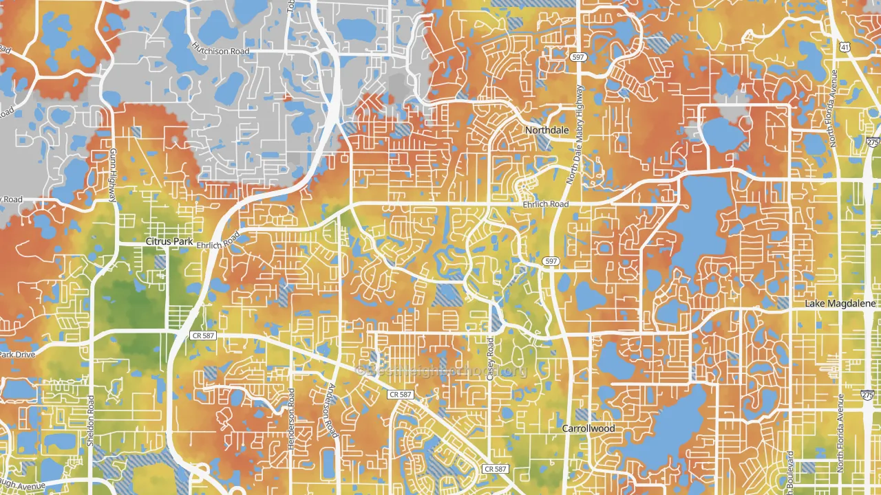 Bike Grade map of 33624, FL
