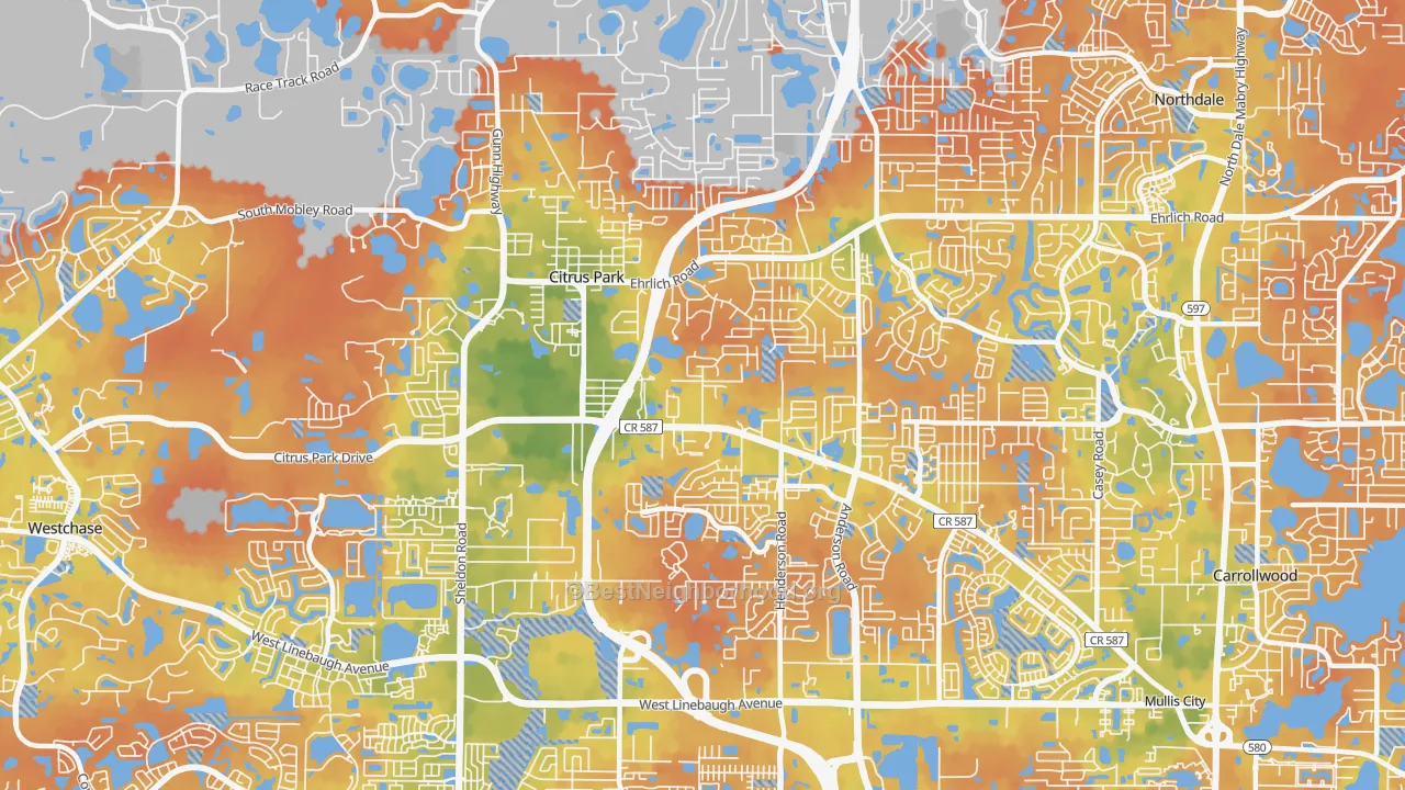 Bike Grade map of 33625, FL
