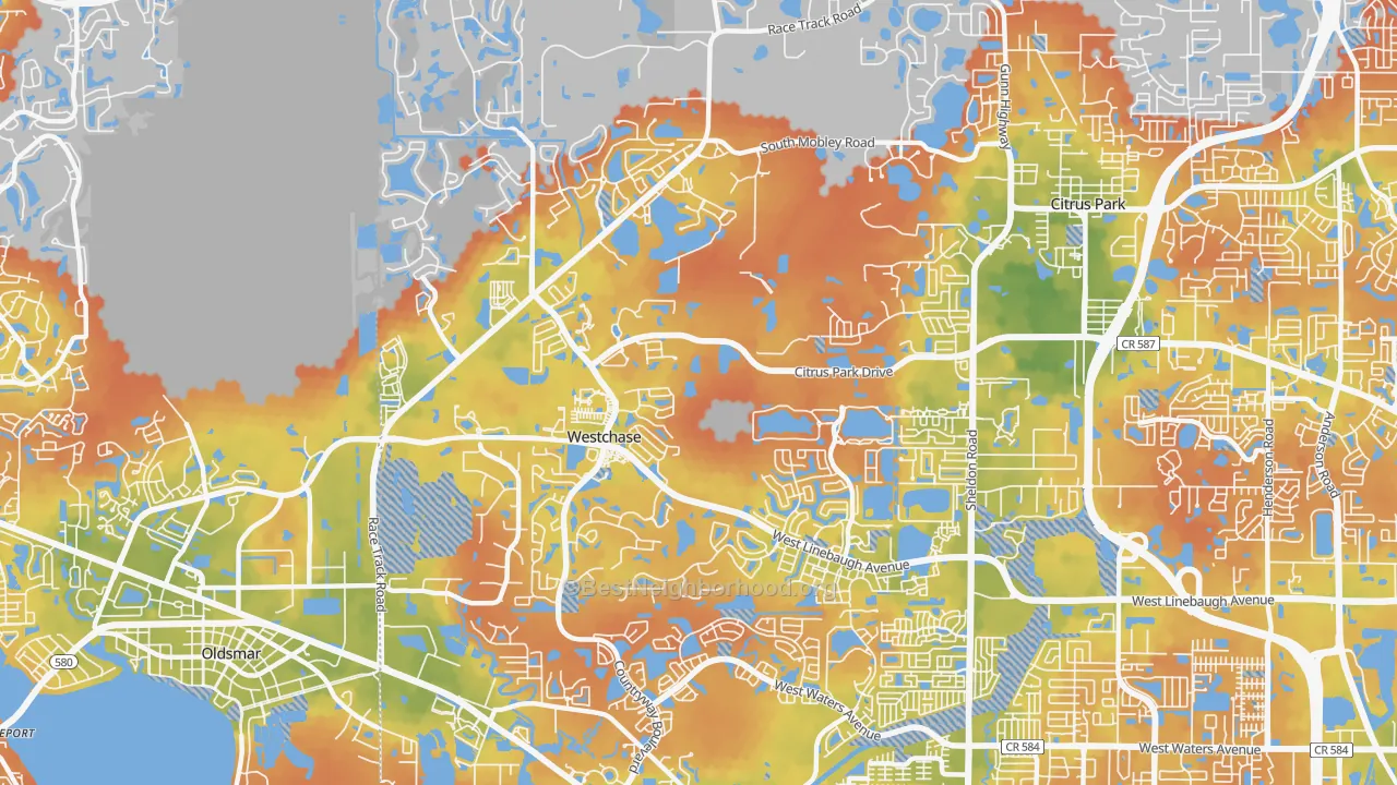 Bike Grade map of 33626, FL