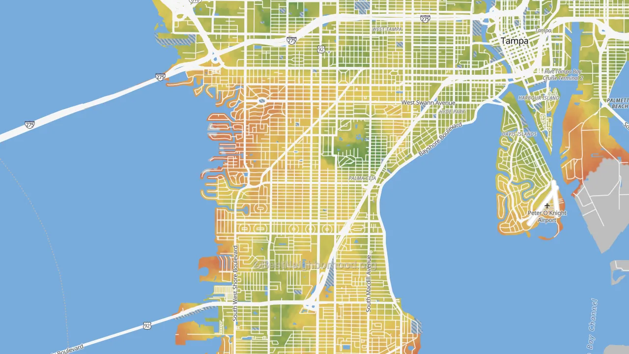 Bike Grade map of 33629, FL