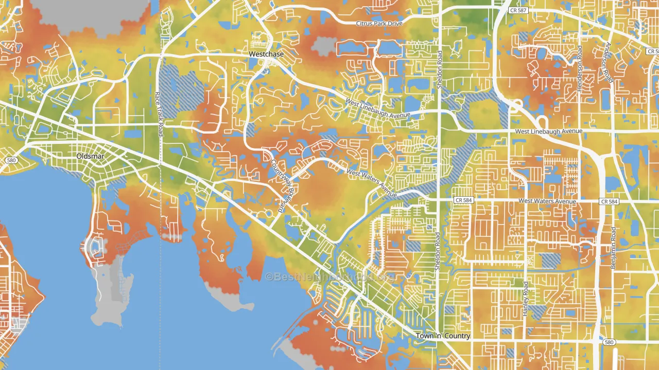 Bike Grade map of 33635, FL
