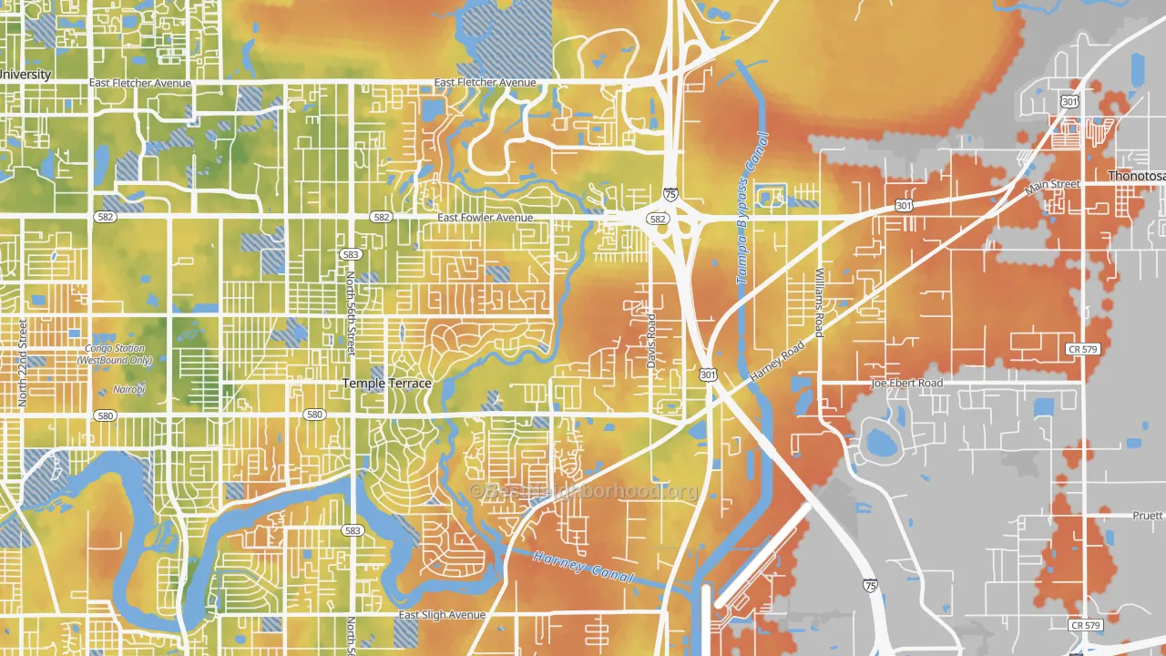 Bike Grade map of 33637, FL