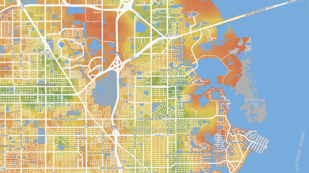 Bike Grade map of 33702, FL