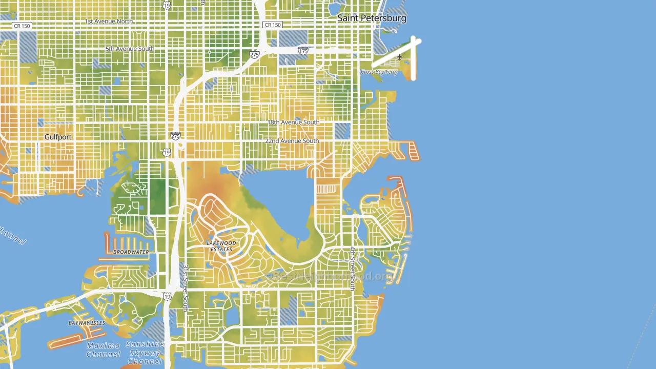 Bike Grade map of 33705, FL