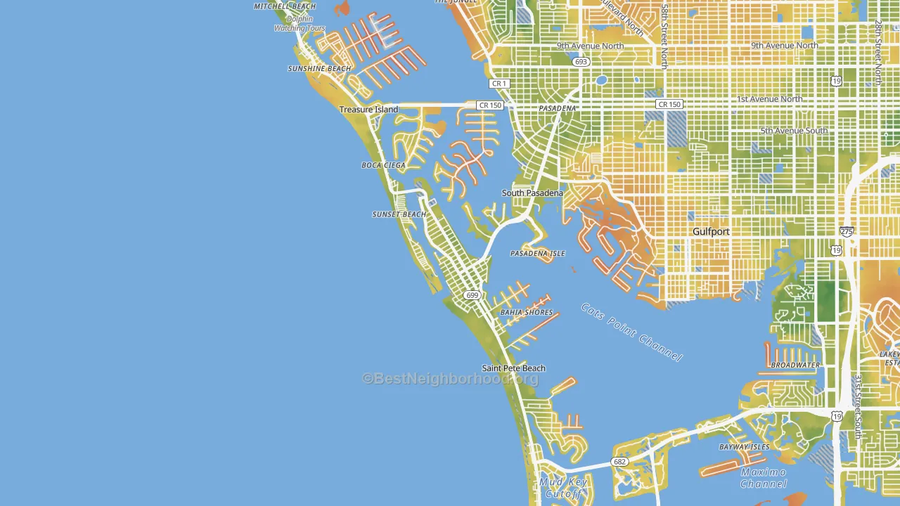 Bike Grade map of 33706, FL
