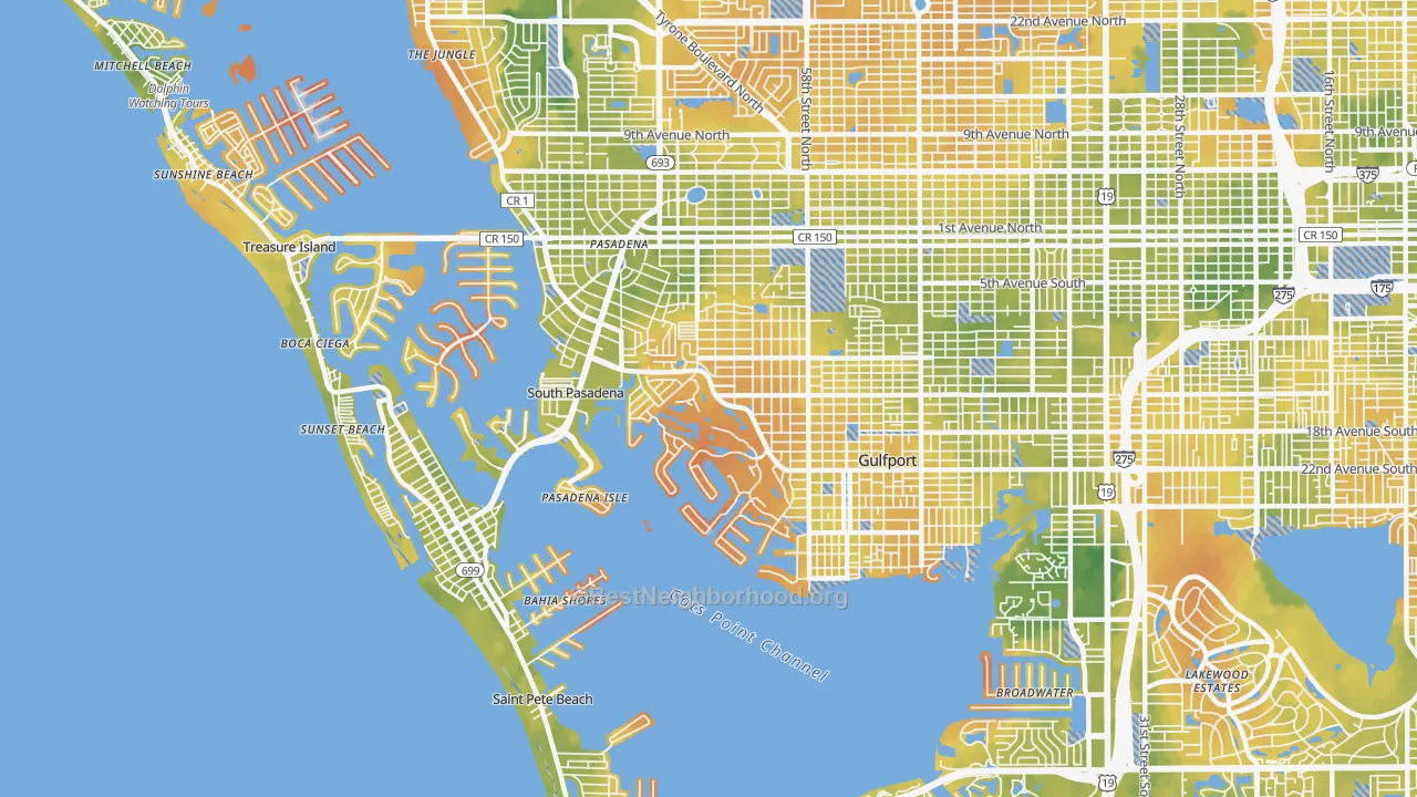 Bike Grade map of 33707, FL