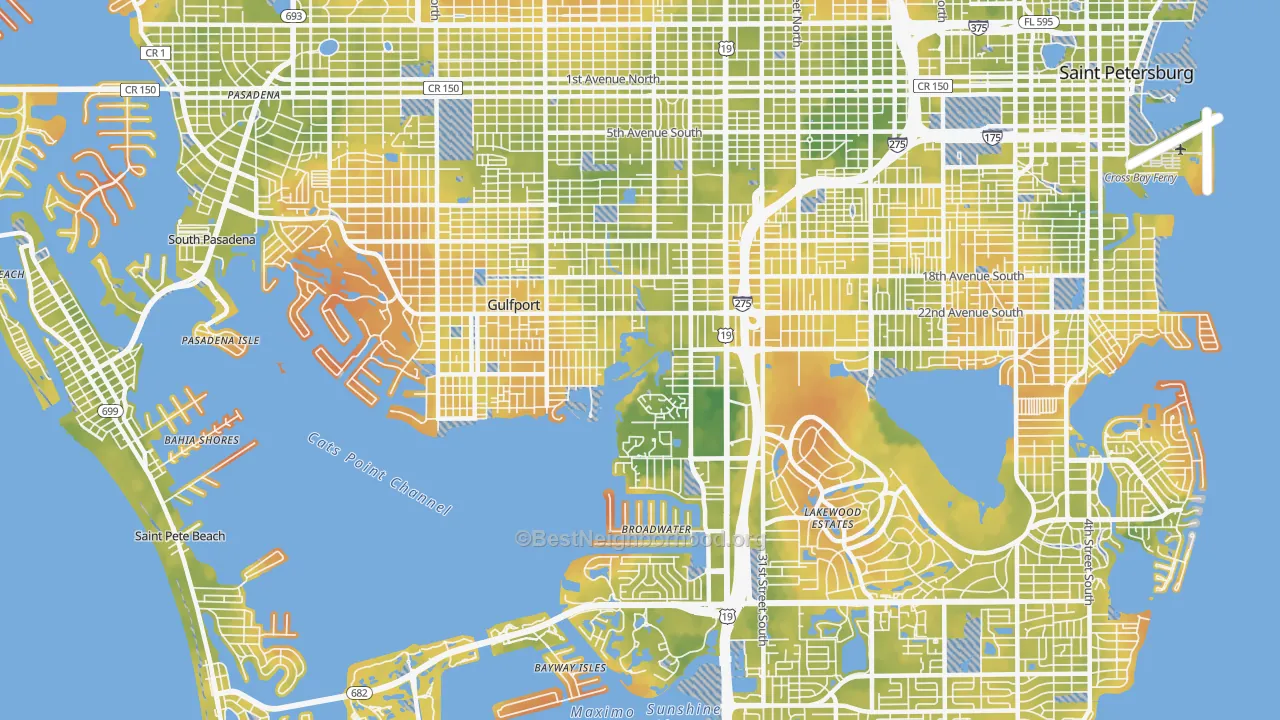 Bike Grade map of 33711, FL