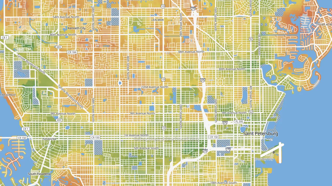 Bike Grade map of 33713, FL