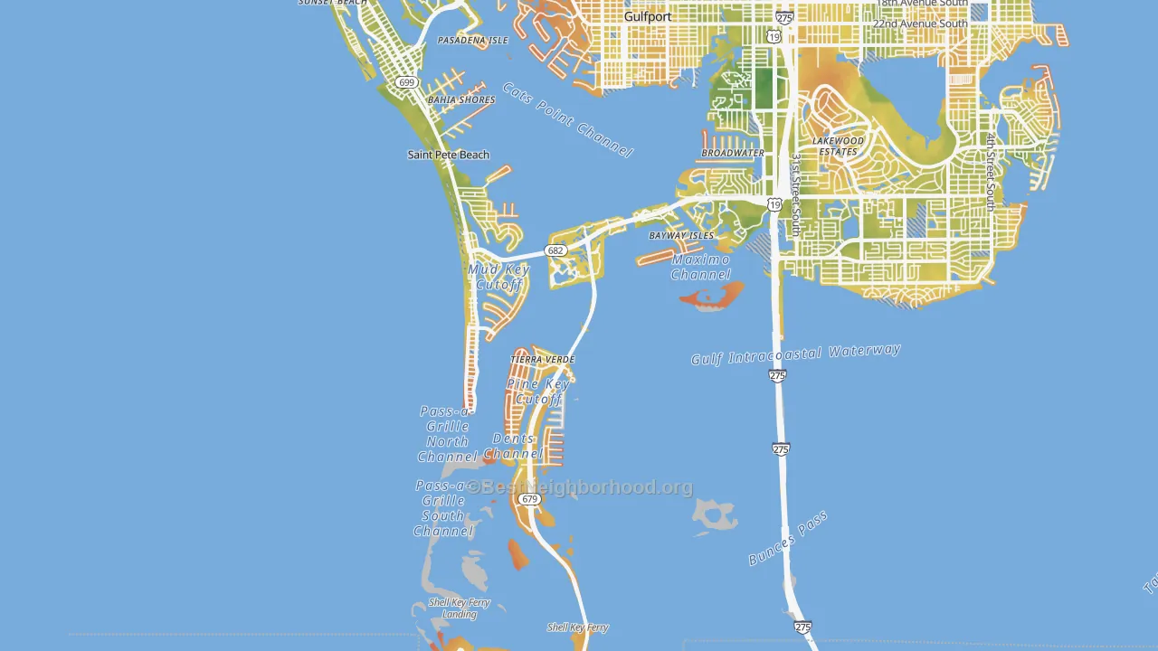 Bike Grade map of 33715, FL