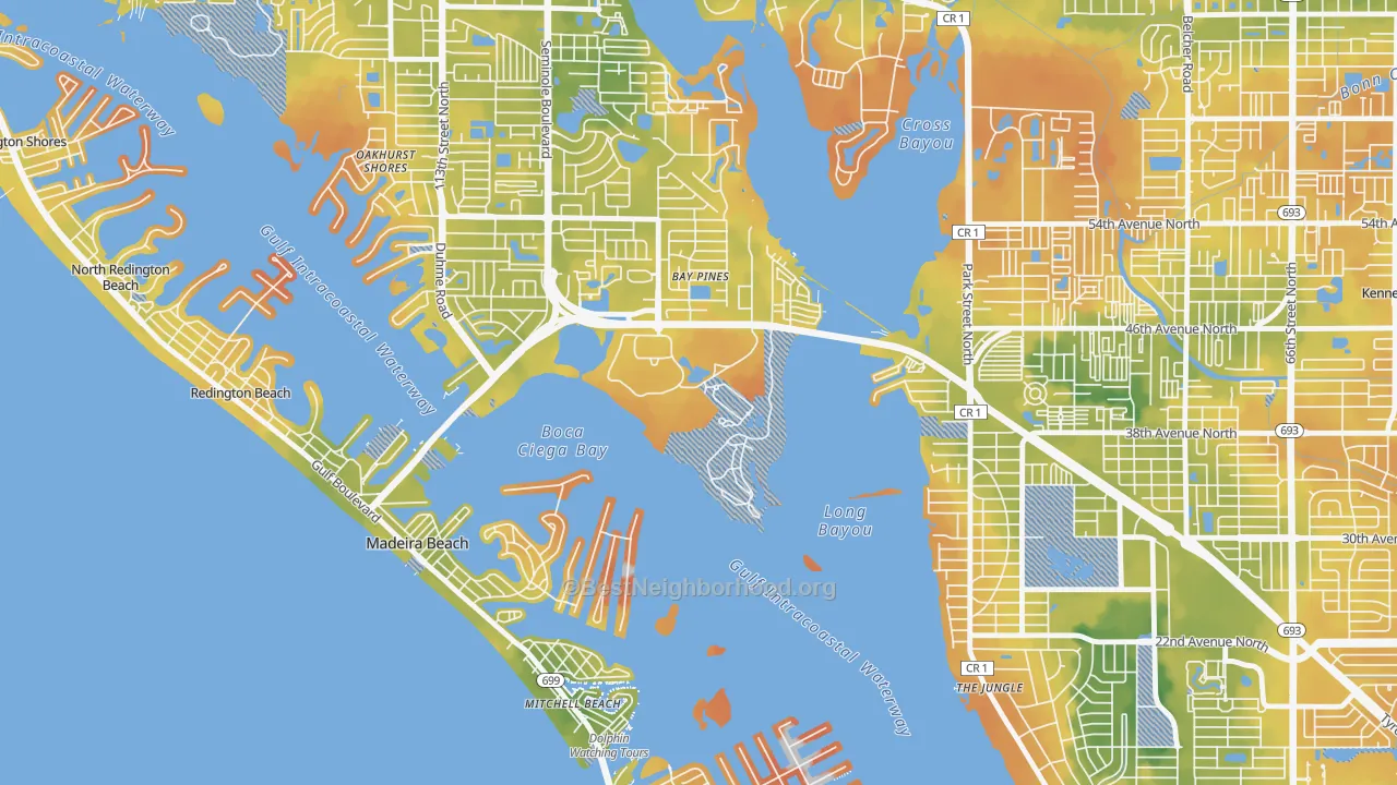 Bike Grade map of 33744, FL