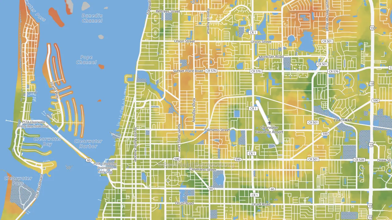 Bike Grade map of 33755, FL