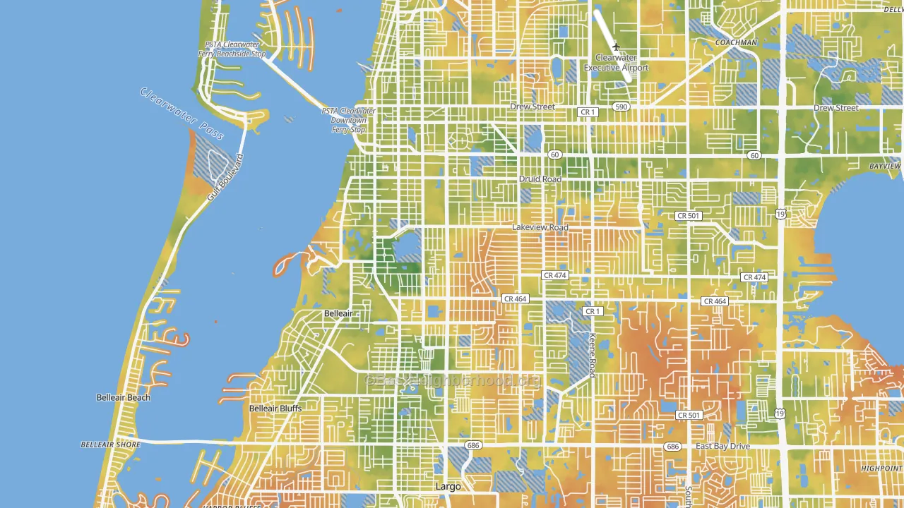 Bike Grade map of 33756, FL