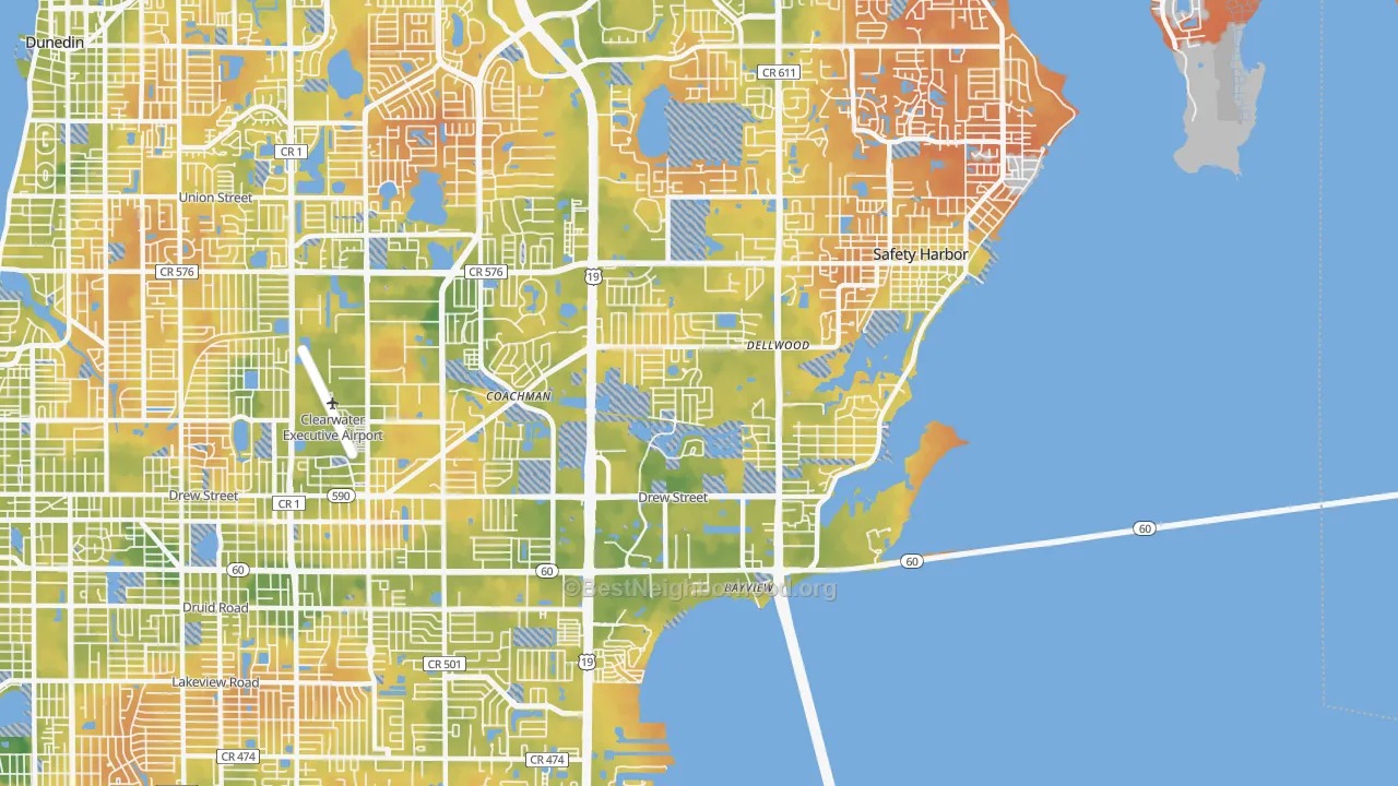 Bike Grade map of 33759, FL