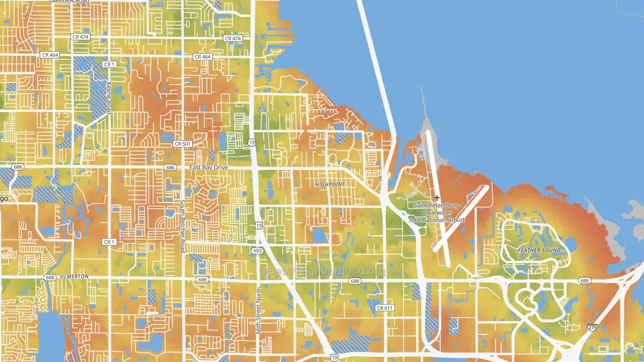 Bike Grade map of 33760, FL