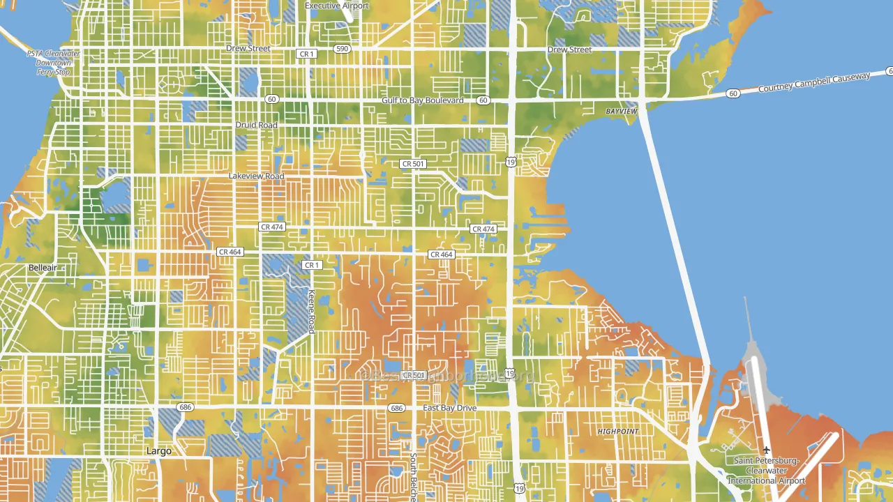 Bike Grade map of 33764, FL