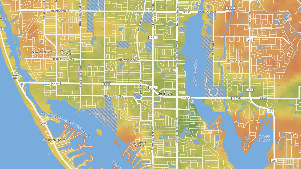 Bike Grade map of 33772, FL