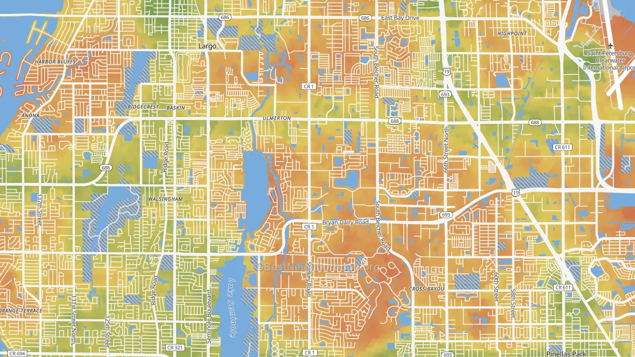 Bike Grade map of 33773, FL