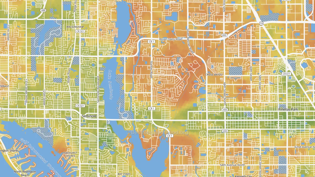 Bike Grade map of 33777, FL