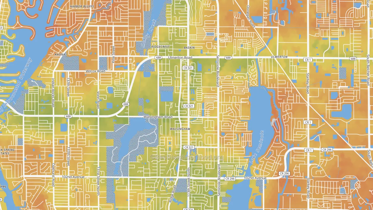 Bike Grade map of 33778, FL