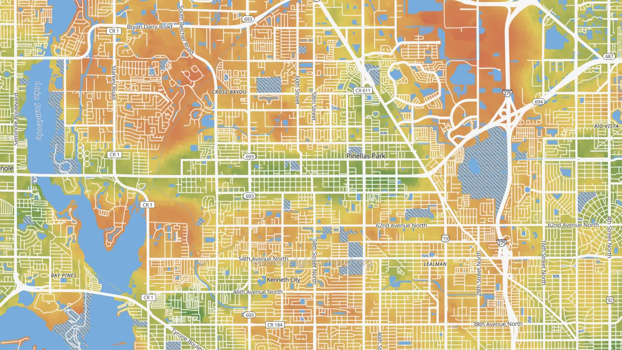 Bike Grade map of 33781, FL