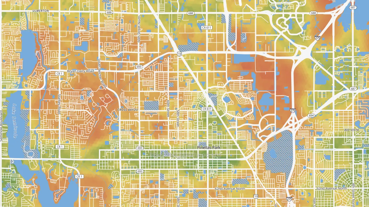 Bike Grade map of 33782, FL