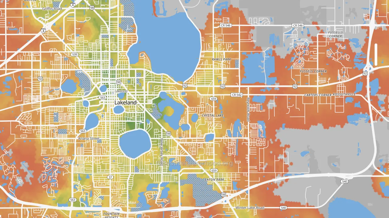 Bike Grade map of 33801, FL