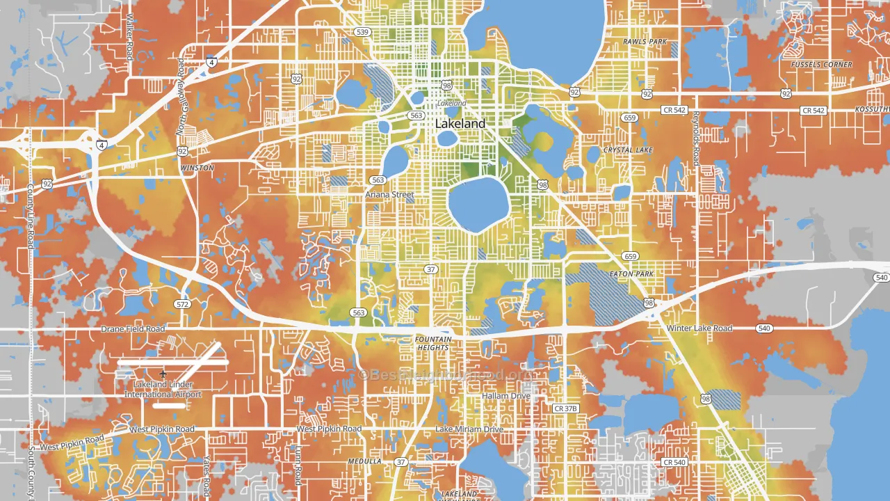 Bike Grade map of 33803, FL