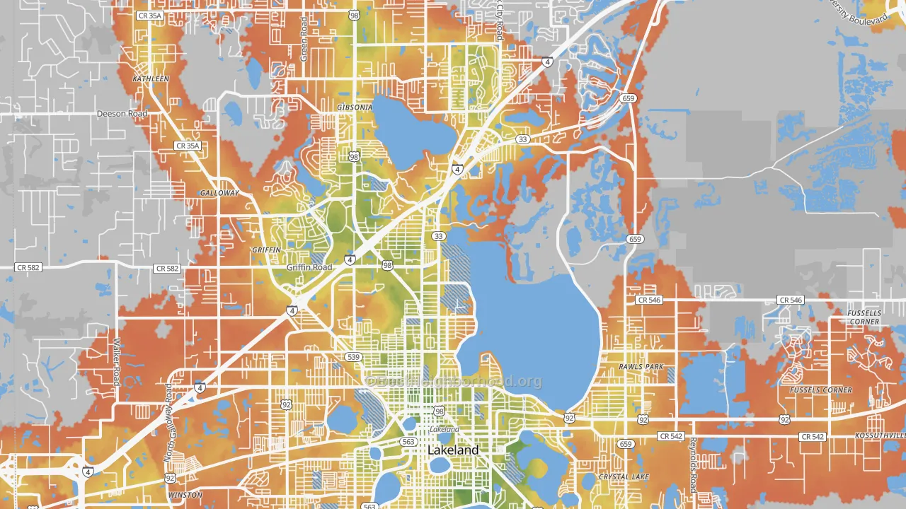 Bike Grade map of 33805, FL