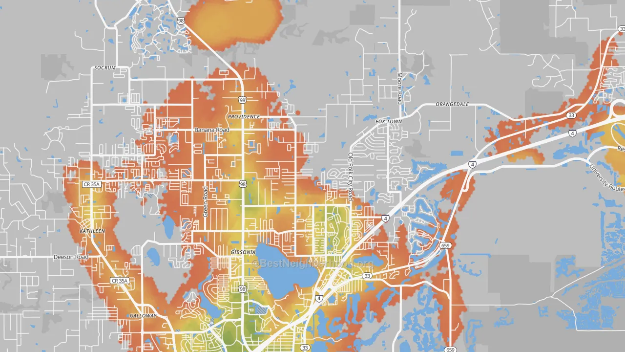 Bike Grade map of 33809, FL