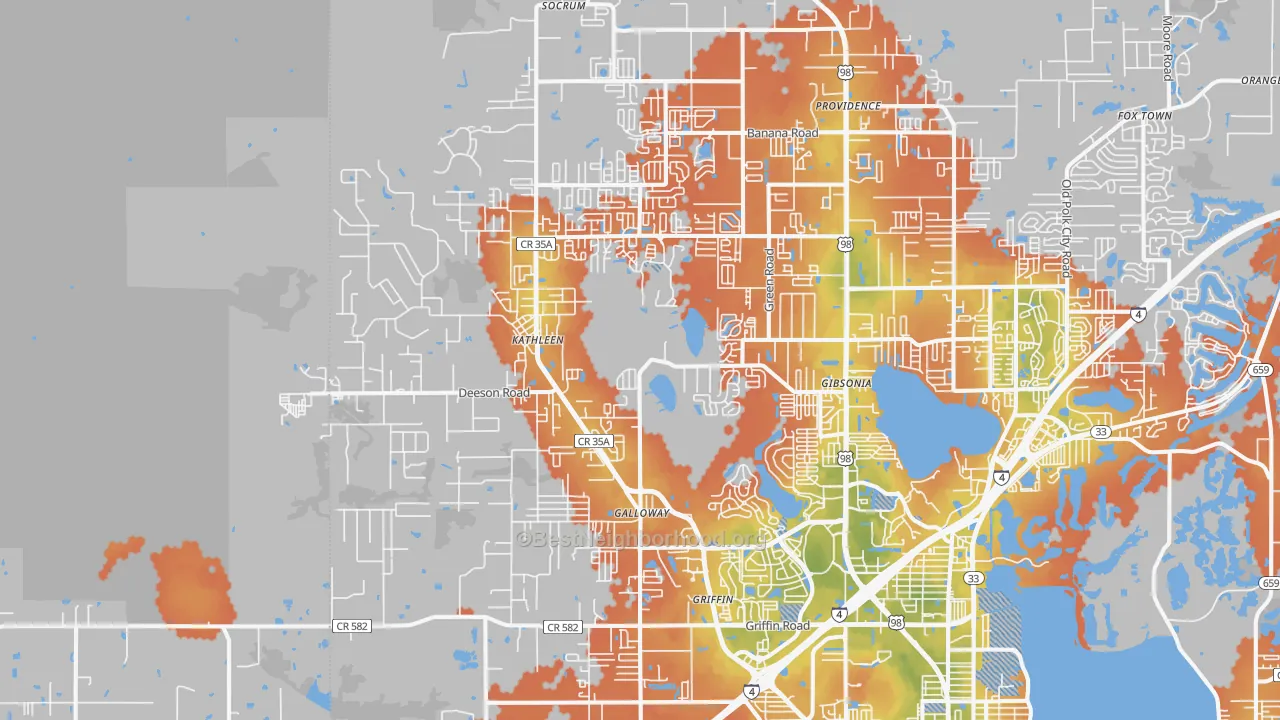 Bike Grade map of 33810, FL