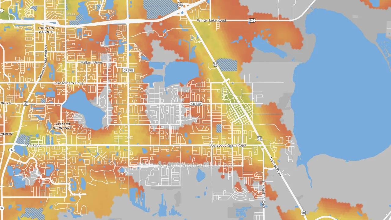 Bike Grade map of 33812, FL