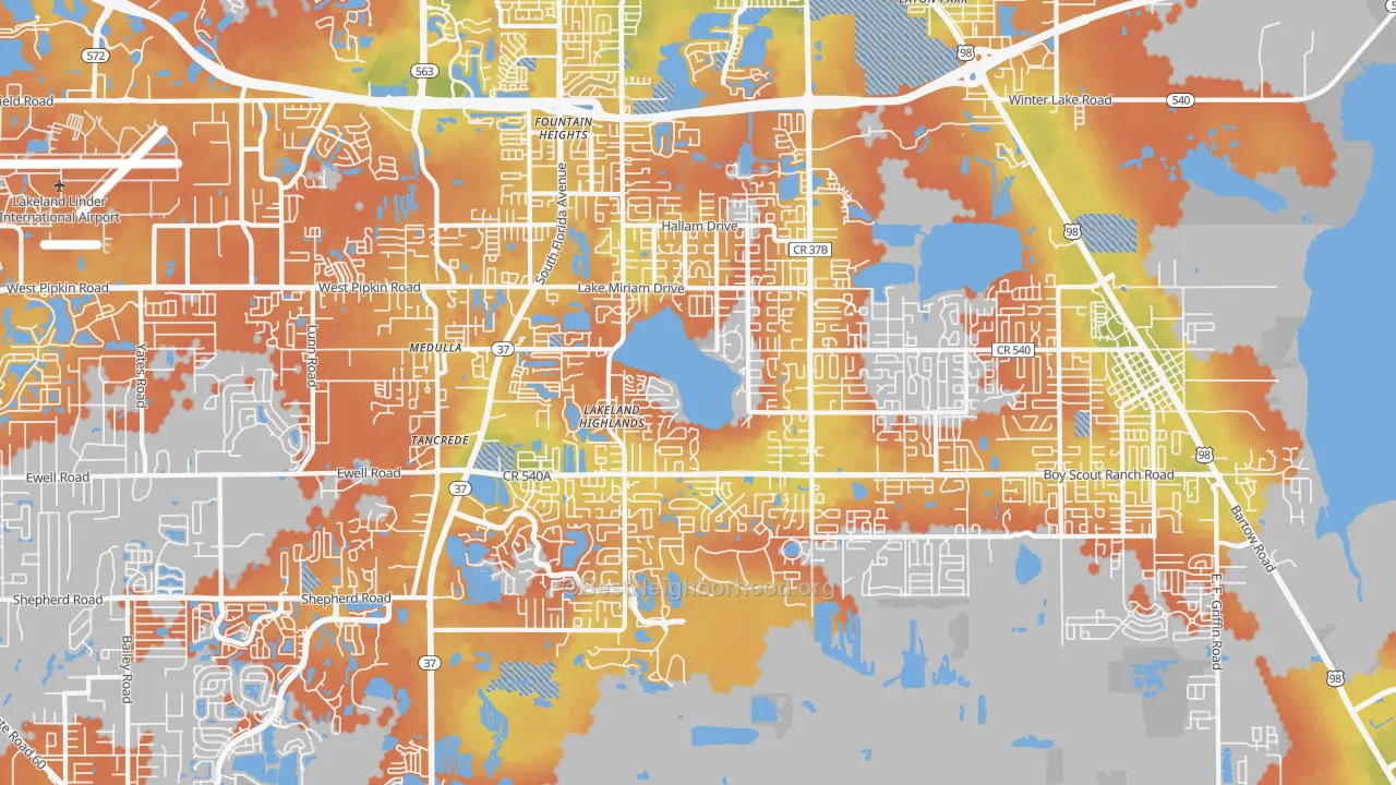 Bike Grade map of 33813, FL