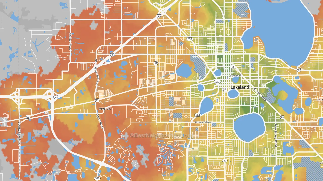 Bike Grade map of 33815, FL
