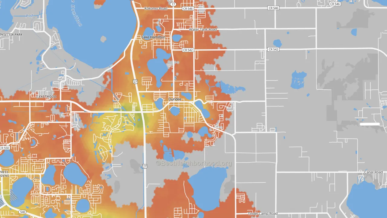 Bike Grade map of 33838, FL